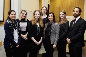 Oaks and Acorns Healthcare with mentor Danielle Miles (2nd left) and Ana Avaliani from RAEng (3rd right). Lekha Koria, Ella Mencel, Roxanne Dyer, Hannah Pape, Adam Kelly (l – r)